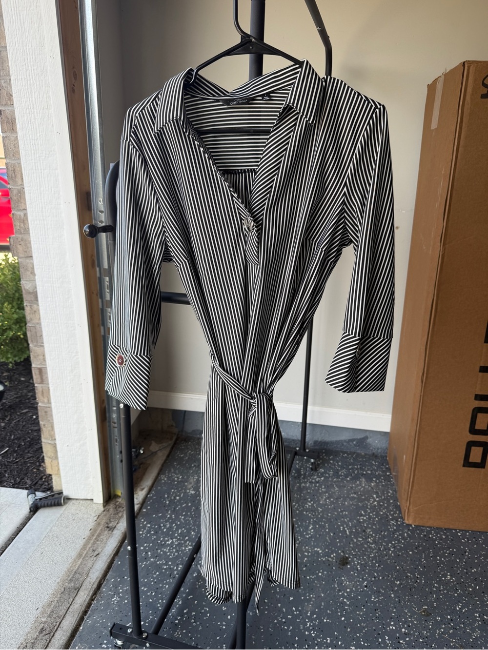 Mlle Gabrielle Black and White Striped Shirt Dress